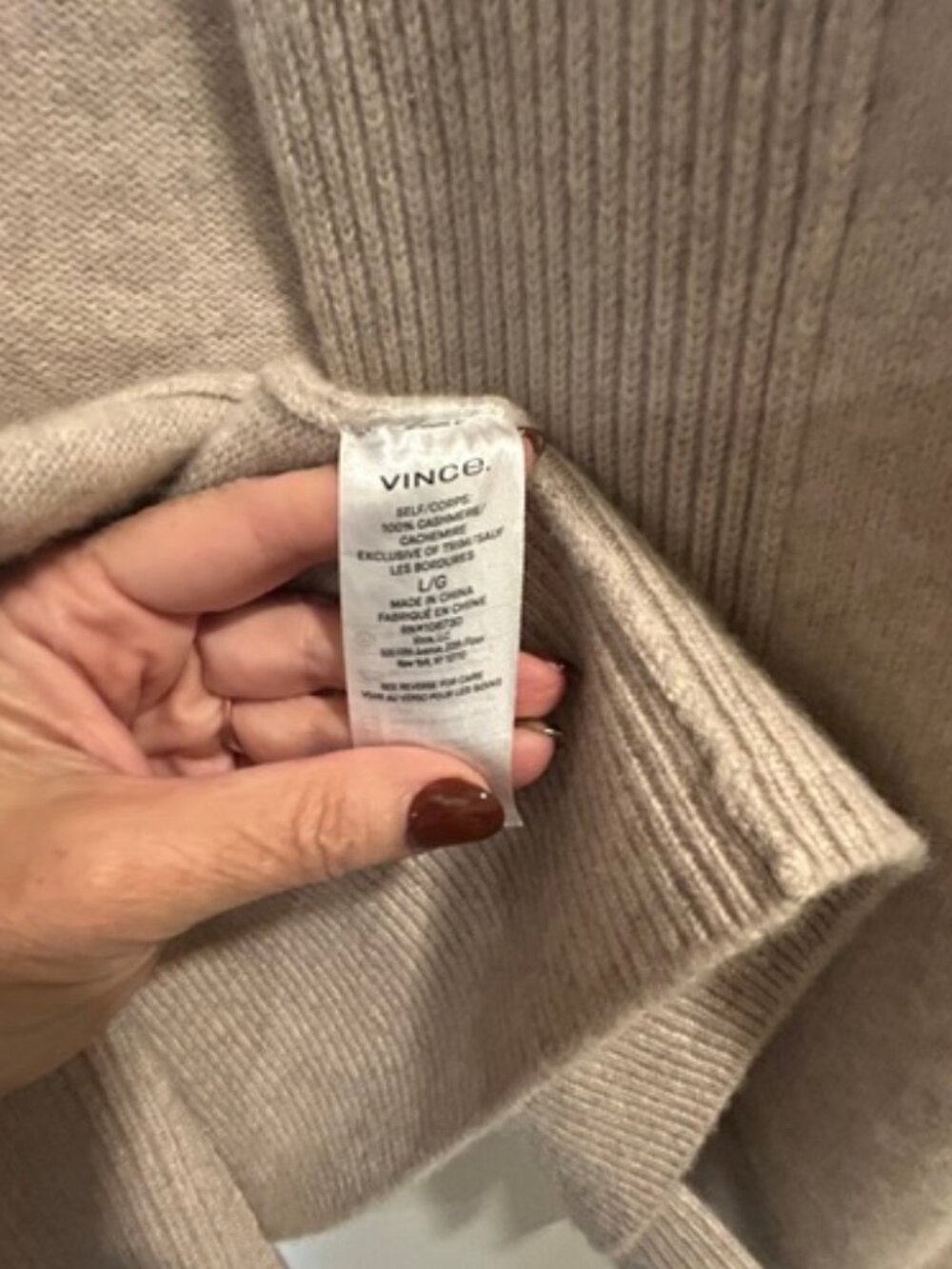 VINCE Ribbed Open Cashmere Cardigan In Marble - Large #S5055 - Picture 5 of 10